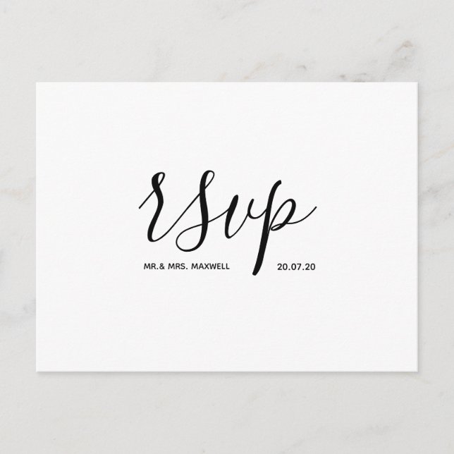 Carte de réponse de mariage | Carte postale simple (Devant)