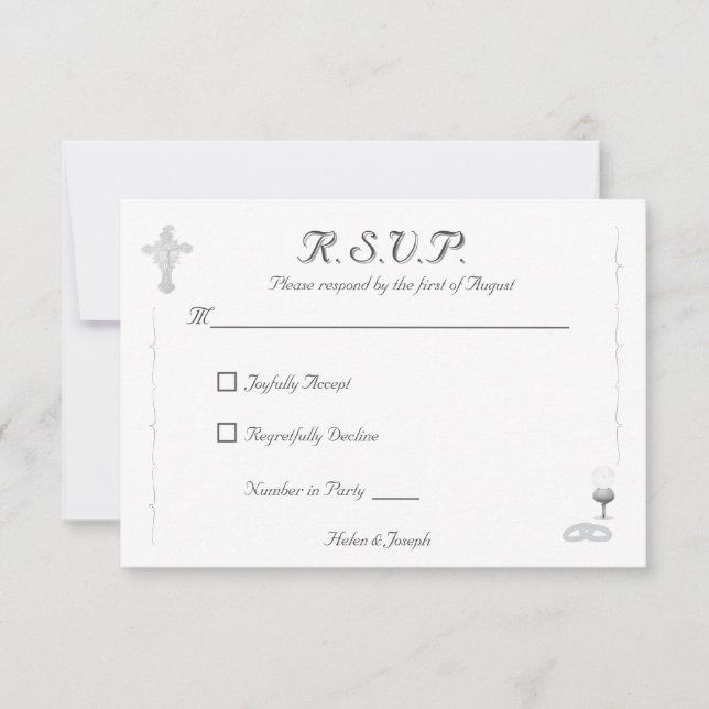 Carte de réponse de mariage catholique Nuptial Gra (Devant)