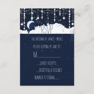 Carte de réponse de mariage céleste avec nuages et