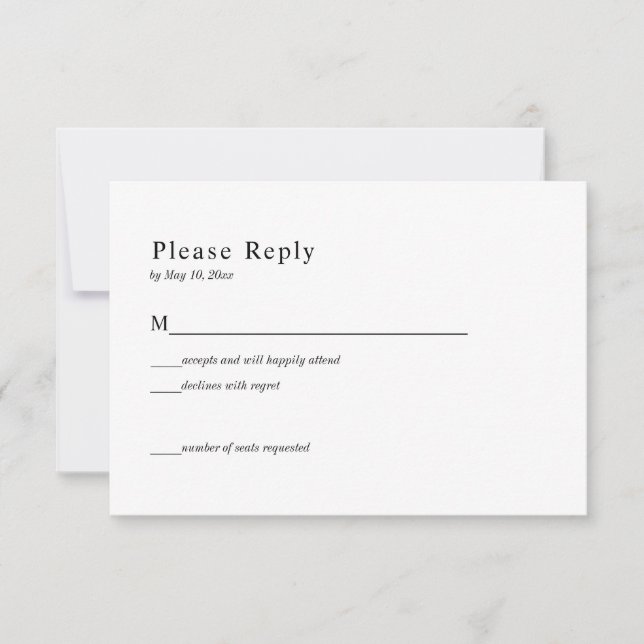 Carte de réponse de mariage céleste noir et or (Devant)