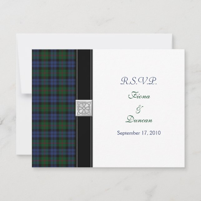 Carte de réponse de mariage celtique tartan Baird (Devant)