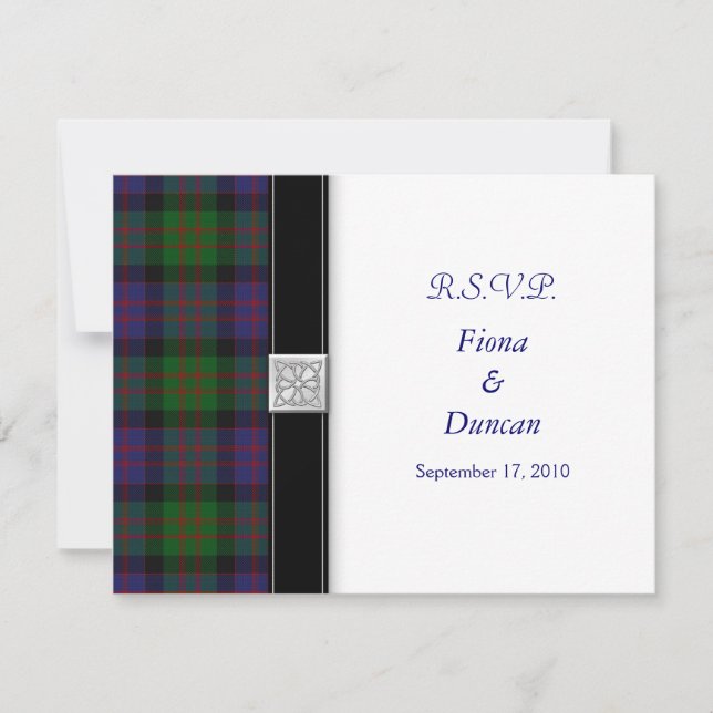 Carte de réponse de mariage celtique Tartan MacDon (Devant)