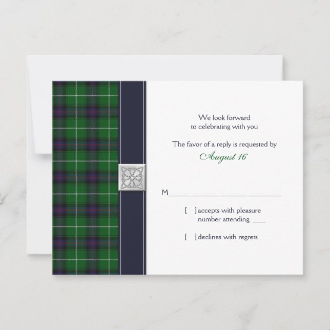 Carte de réponse de mariage celtique tartan person (Devant)