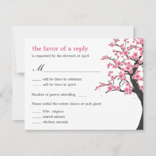 Carte de réponse de mariage Cerisiers en Fleur