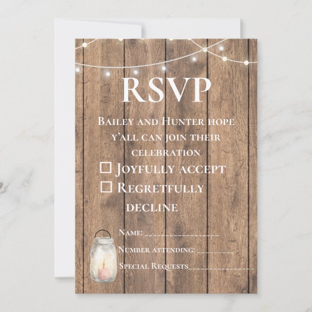 Carte de réponse de mariage champêtre adorable | F (Devant)