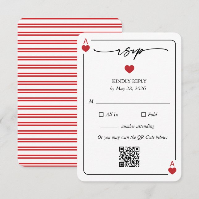 Carte de réponse de mariage Chanceux en amour avec (Devant / Derrière)