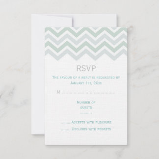 Carte de réponse de mariage Chevron bleu et vert