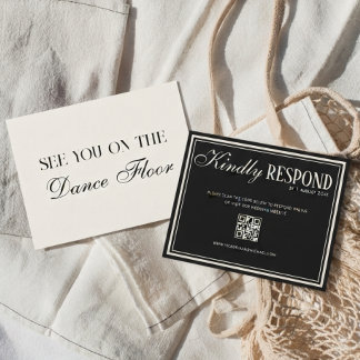 Carte de réponse de mariage chic QR Code à l'ancie