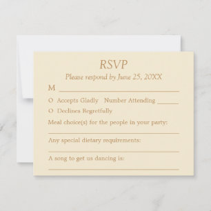 Carte de réponse de mariage Choix de l'invité Crèm