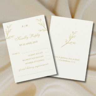 Carte de réponse de mariage chrétien botanique en