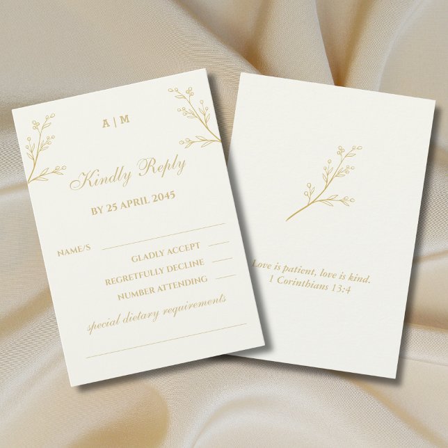 Carte de réponse de mariage chrétien botanique en  (Créateur téléchargé)