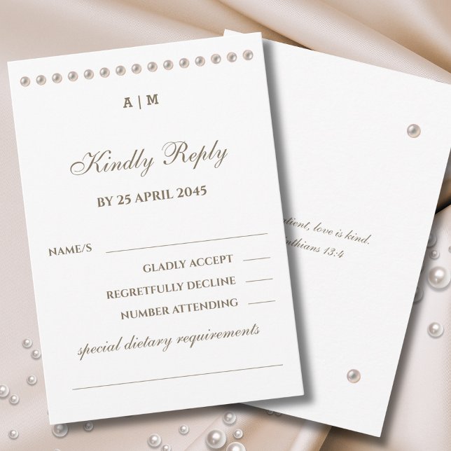 Carte de réponse de mariage chrétien Elegant Pearl (Créateur téléchargé)