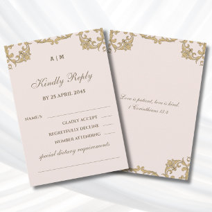 Carte de réponse de mariage chrétien victorien ros