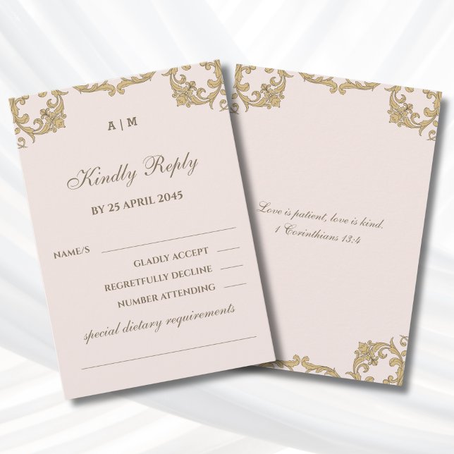 Carte de réponse de mariage chrétien victorien ros (Créateur téléchargé)