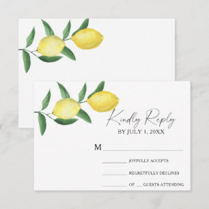 Carte de réponse de mariage - Citron jaune