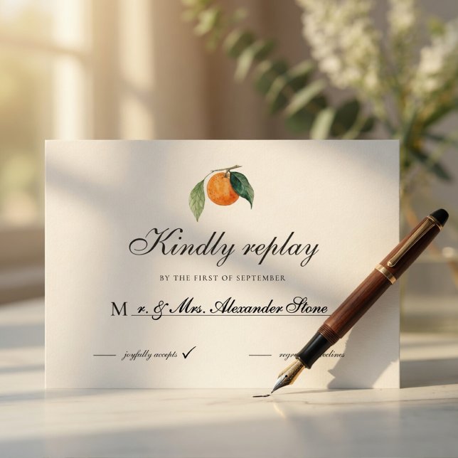 Carte de réponse de mariage Citrus | Orange Médite (Créateur téléchargé)