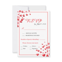 Carte de réponse de mariage Cœurs Rose Tendre