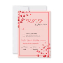 Carte de réponse de mariage Cœurs Rouges