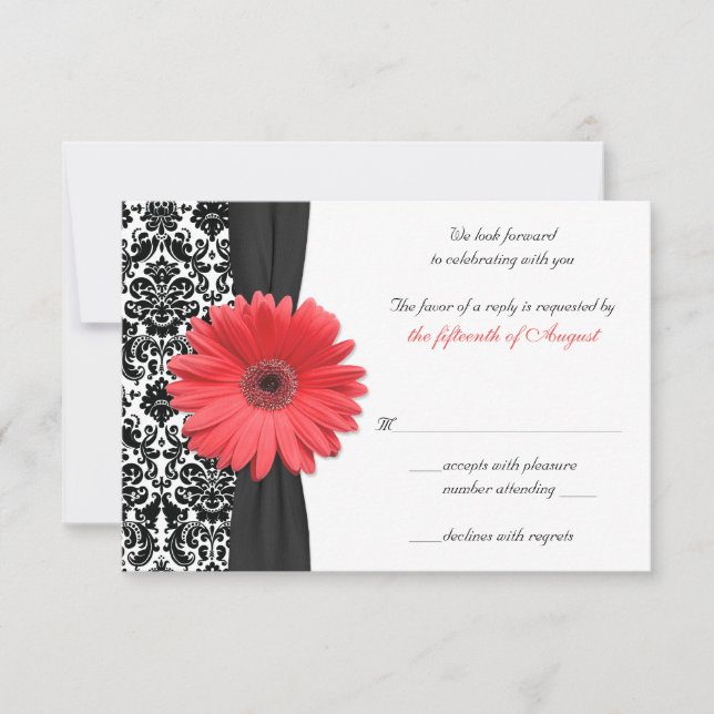 Carte de réponse de mariage Coral Gerber Daisy Dam (Devant)