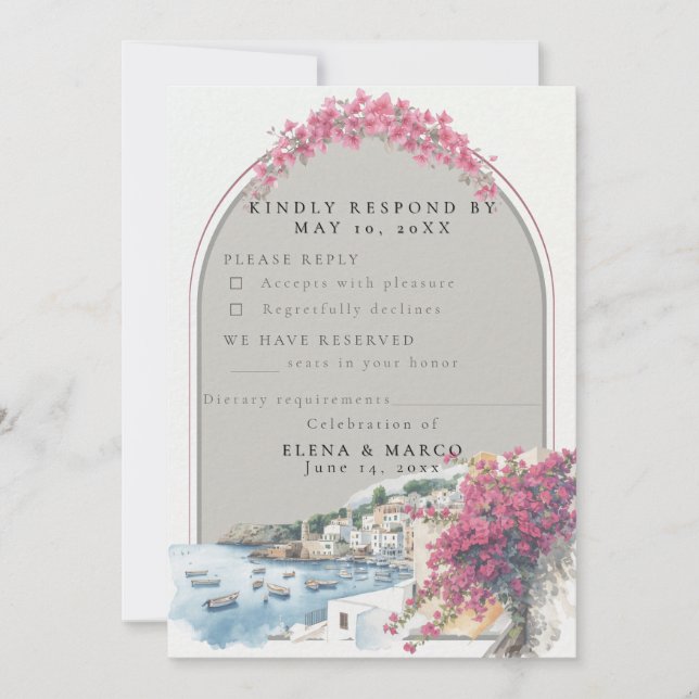 Carte de réponse de mariage côtier méditerranéen – (Devant)