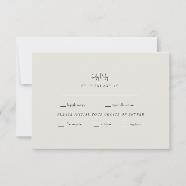 Carte de réponse de mariage crème fidèle pour touj (Devant)