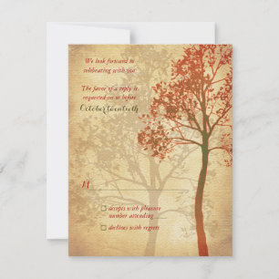 Carte de réponse de mariage d'arbre d'automne