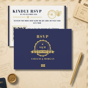 Carte de réponse de mariage de destination avec mo