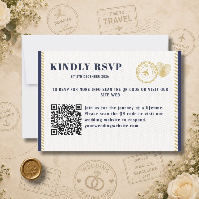 Carte de réponse de mariage de destination avec mo (Enclosure Cards wedding destination)