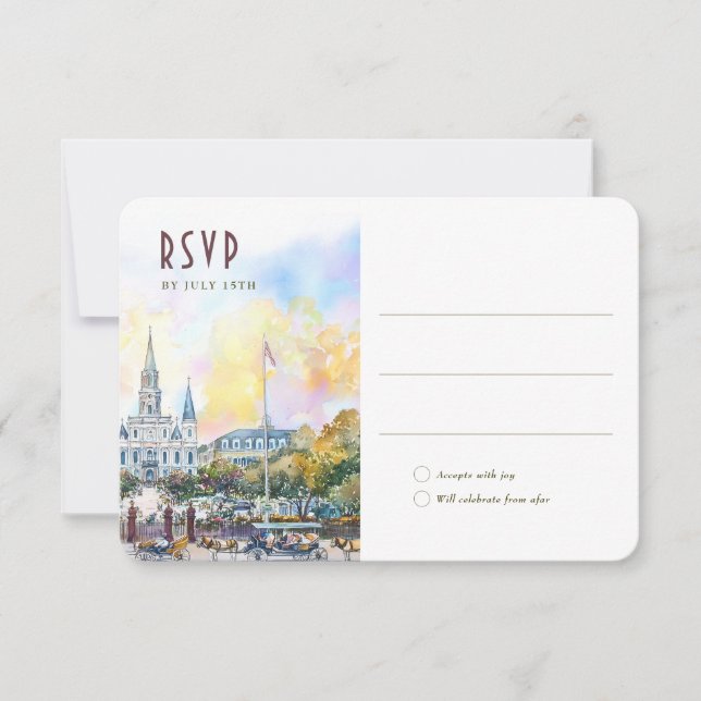 Carte de réponse de mariage de destination La Nouv (Devant)