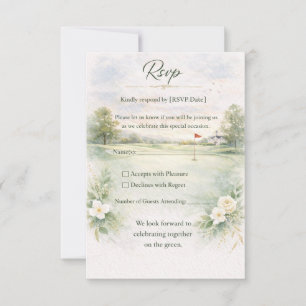 Carte de réponse de mariage de golf Départ pour