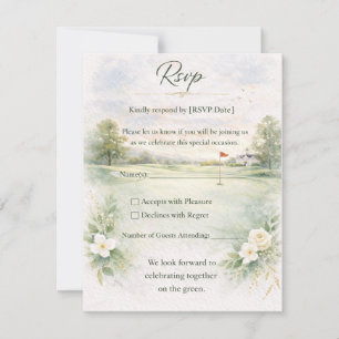 Carte de réponse de mariage de golf Le premier c