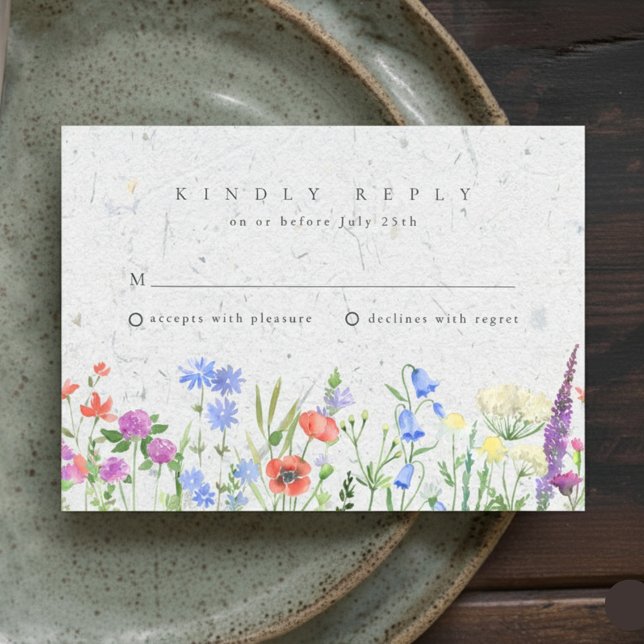 Carte de réponse de mariage de jardin bohème aux f (Wildflower Boho Garden Wedding RSVP)