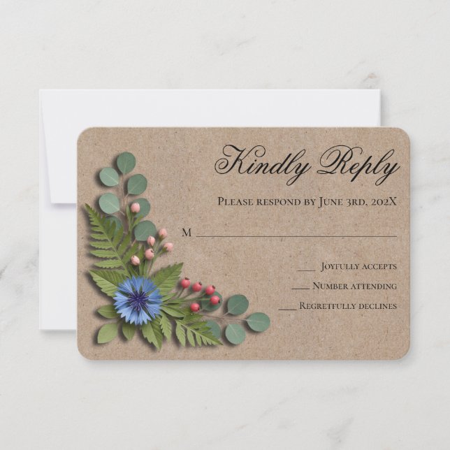 Carte de réponse de mariage de jardin de fleurs sa (Devant)