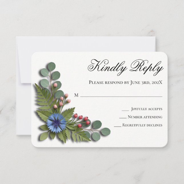Carte de réponse de mariage de jardin de fleurs sa (Devant)