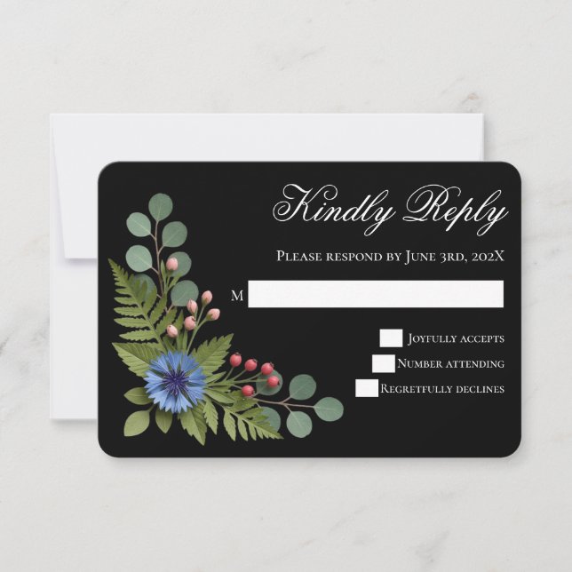 Carte de réponse de mariage de jardin de fleurs sa (Devant)