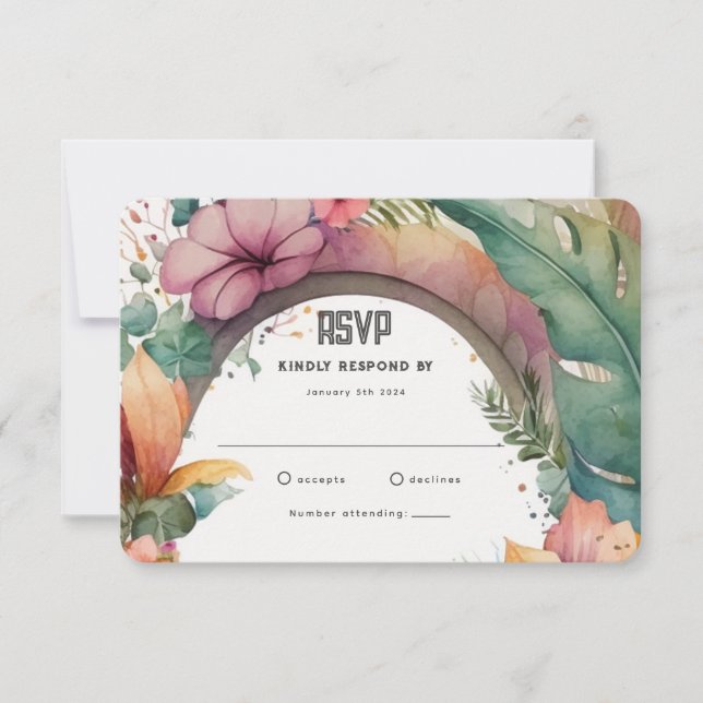 Carte de réponse de mariage de jardin d'été avec a (Devant)