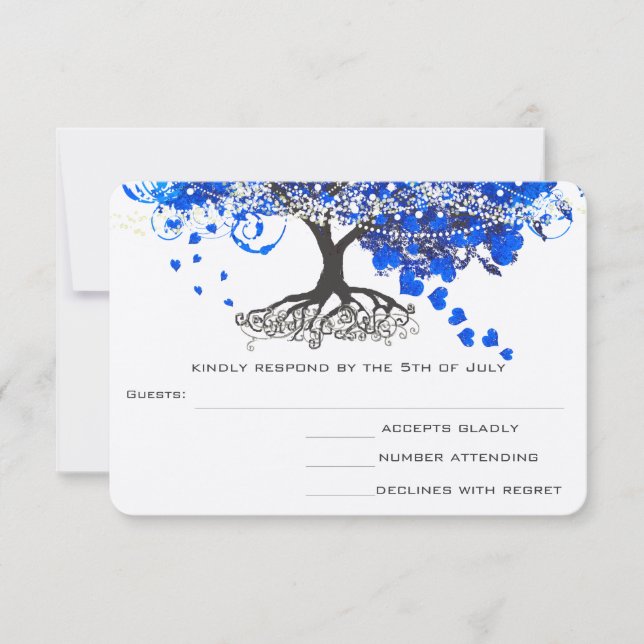 Carte de réponse de mariage de l'arbre à feuilles  (Devant)