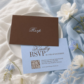 Carte de réponse de mariage de luxe bleu et marron