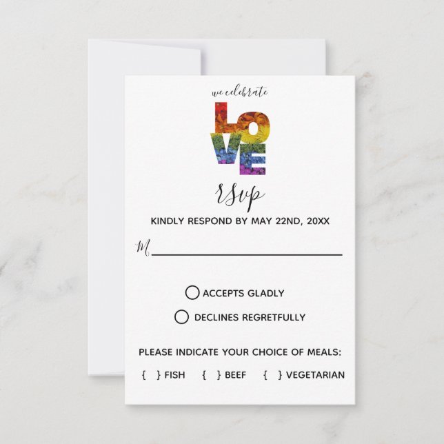 Carte de réponse de mariage de même sexe LOVE Flow (Devant)