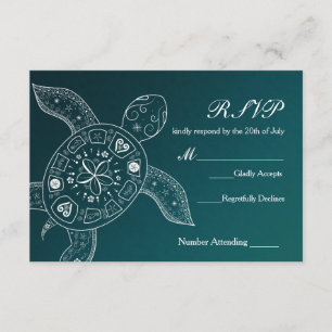 Carte de réponse de mariage de plage blanche bleue