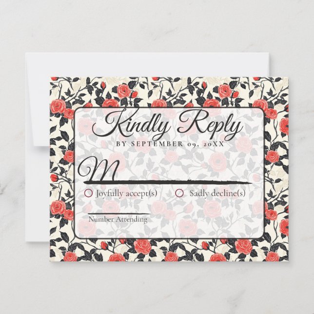 Carte de réponse de mariage de printemps avec rose (Devant)