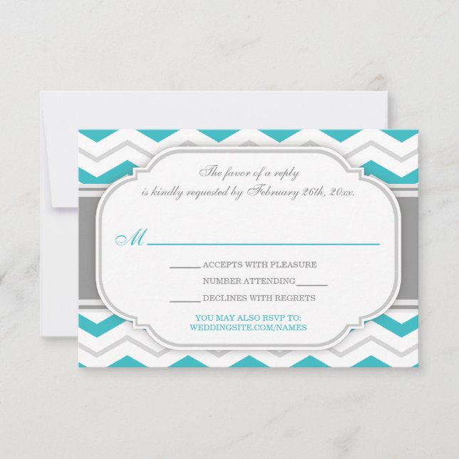 Carte de réponse de mariage de réception de mariag (Devant)