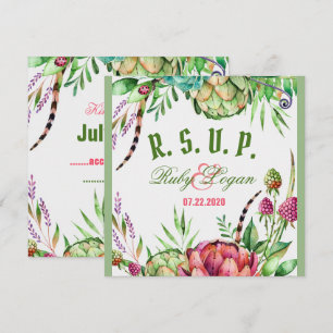 Carte de réponse de mariage de succulentes magnifi