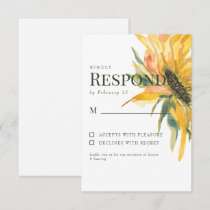 Carte de réponse de mariage de tige de tournesol c