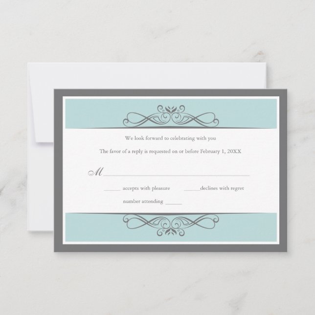 Carte de réponse de mariage décorative moderne (ho (Devant)