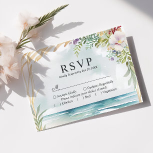 Carte de réponse de mariage d'été floral aquarelle