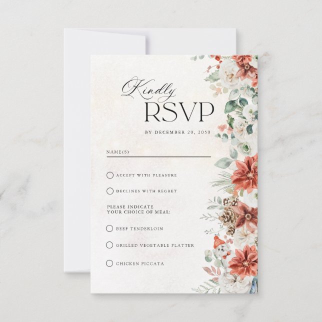 Carte de réponse de mariage d'hiver (Devant)