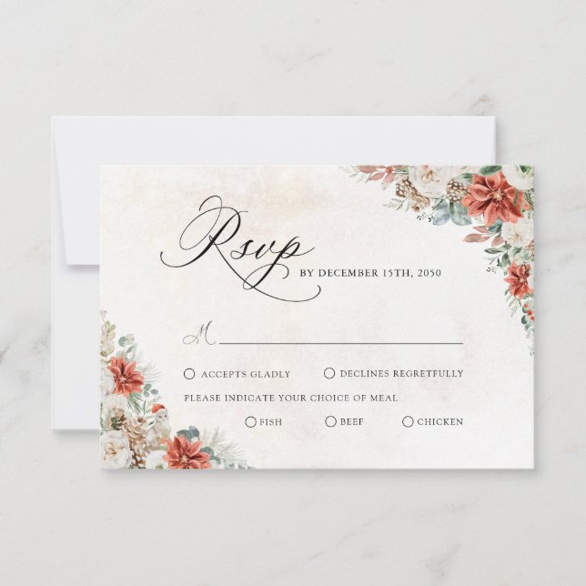 Carte de réponse de mariage d'hiver (Devant)