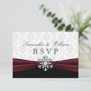 Carte de réponse de mariage d'hiver au ruban de Bo
