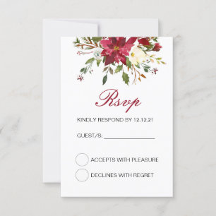 Carte de réponse de mariage d'hiver, Carte de répo